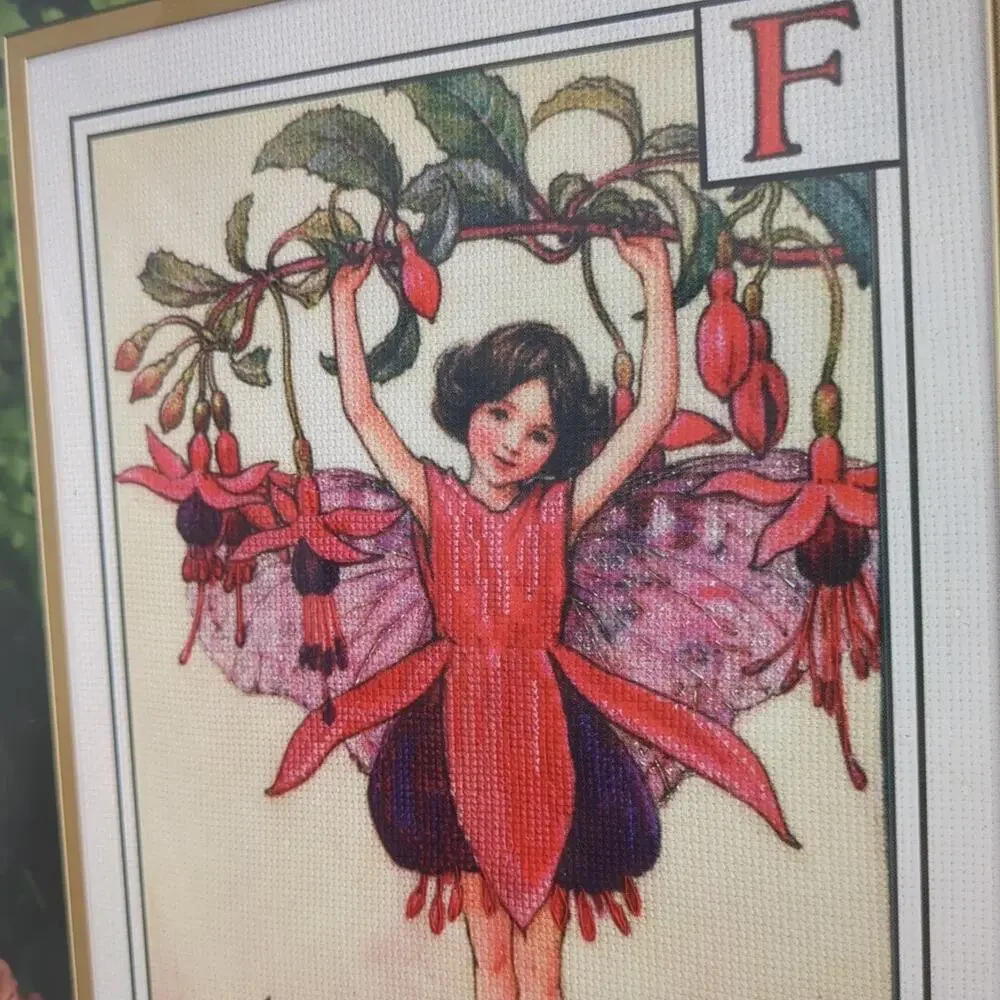 Needlepoint Flower Fairies Sicily Mary Barker 1997 Fuchsia 9 In X 12 In Vintage